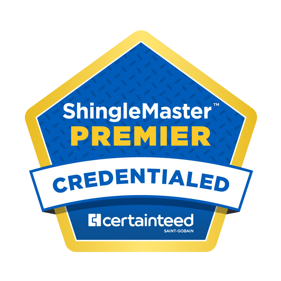 Logo of CertainTeed's ShingleMaster Premier credentialed logo for D&G Roofing and Restoration