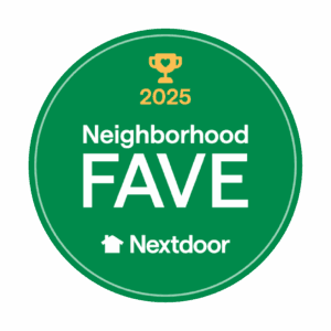 Neighborhood Faves 2025 A badge showing "Neighborhood Fave" from the Nextdoor social media platform
